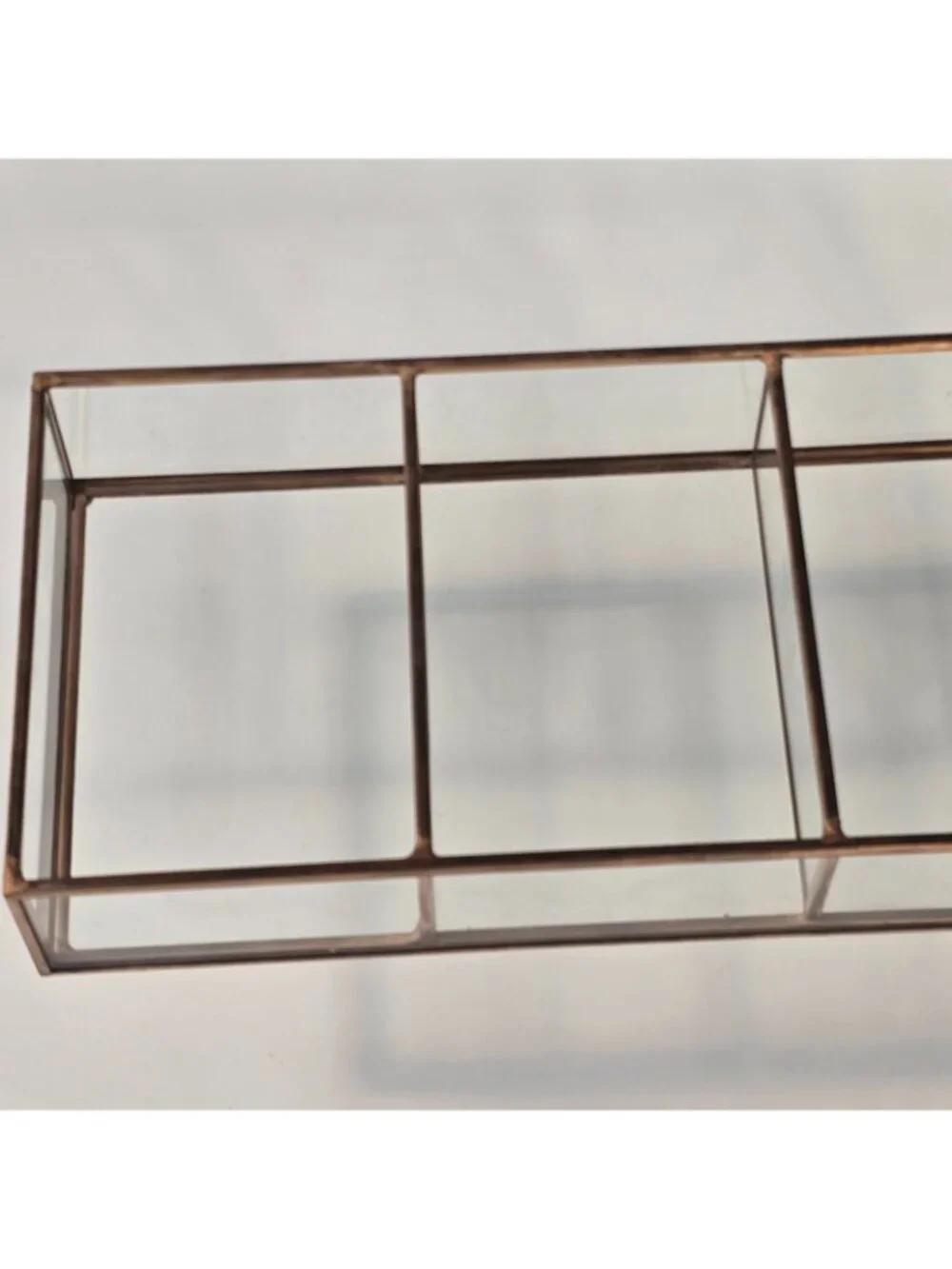 3 Section Organizer Brass & Glass Cosmetic Makeup Lipstick Jewelry Holder
